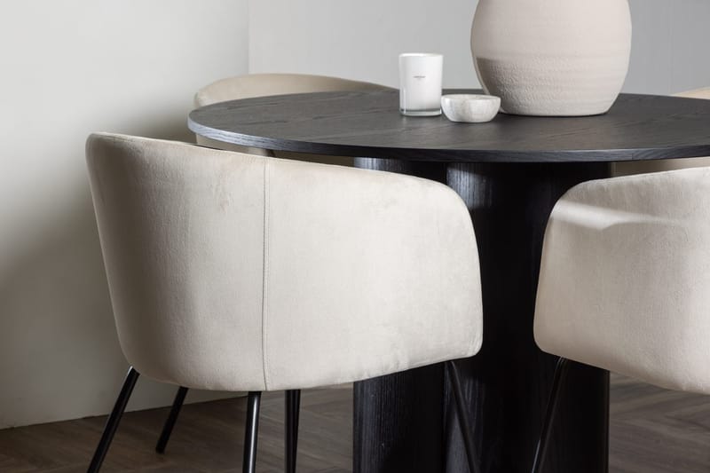 Rund matgrupp Venture Home Beige Svart 4st - Møbler - Borde - Spisebordssæt