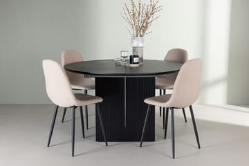 Rund matgrupp Venture Home Beige Svart 4st - Møbler - Borde - Spisebordssæt