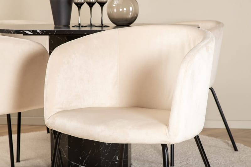 Rund matgrupp Venture Home Beige Svart 4st - Møbler - Borde - Spisebordssæt