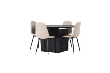 Rund matgrupp Venture Home Beige Svart 4st - Møbler - Borde - Spisebordssæt