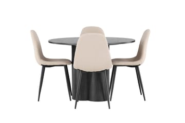 Rund matgrupp Venture Home Beige Svart 4st - Møbler - Borde - Spisebordssæt