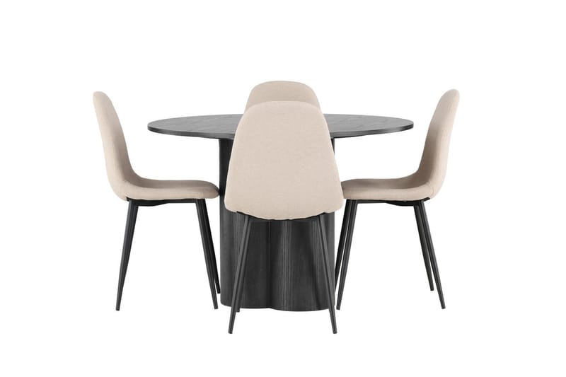 Rund matgrupp Venture Home Beige Svart 4st - Møbler - Borde - Spisebordssæt