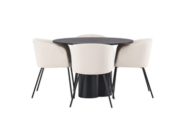 Rund matgrupp Venture Home Beige Svart 4st - Møbler - Borde - Spisebordssæt