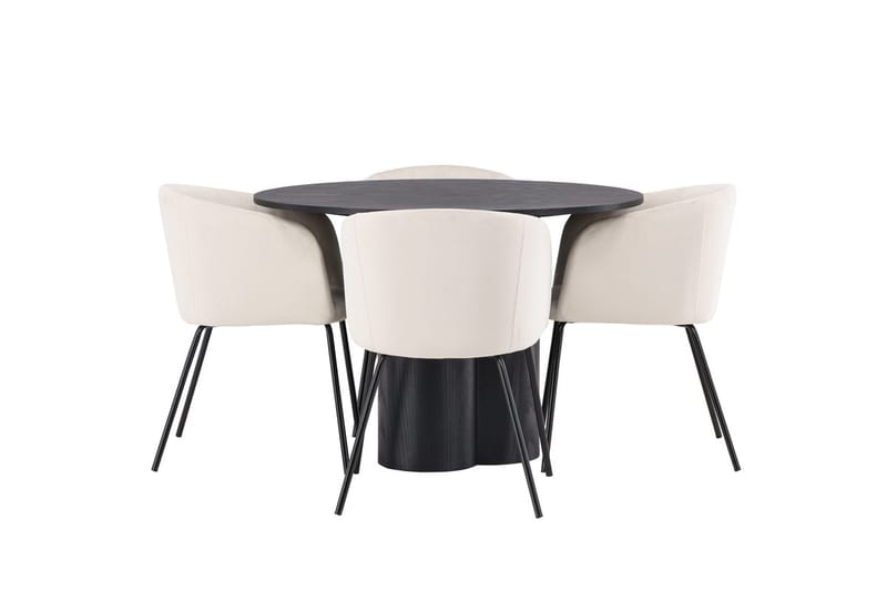 Rund matgrupp Venture Home Beige Svart 4st - Møbler - Borde - Spisebordssæt
