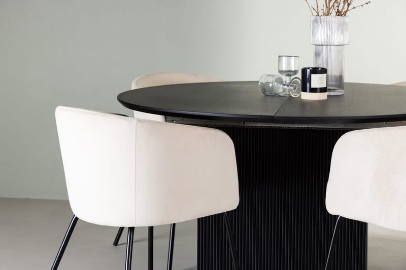 Rund matgrupp Venture Home Beige Svart 4st - Møbler - Borde - Spisebordssæt