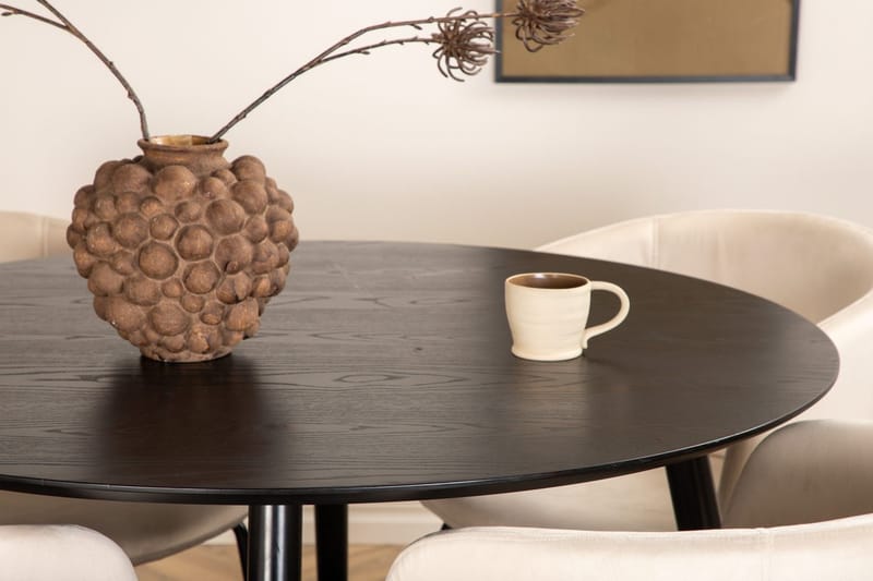 Rund matgrupp Venture Home Beige Svart 4st - Møbler - Borde - Spisebordssæt