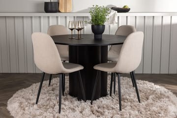 Rund matgrupp Venture Home Beige Svart 4st - Møbler - Borde - Spisebordssæt