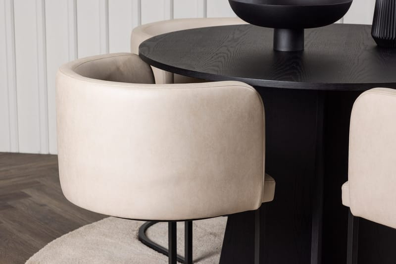 Rund matgrupp Venture Home Beige Svart 4st - Møbler - Borde - Spisebordssæt