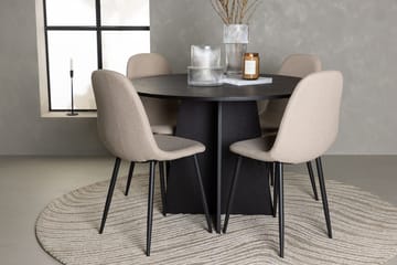 Rund matgrupp Venture Home Beige Svart 4st - Møbler - Borde - Spisebordssæt