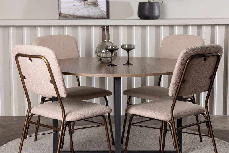 Rund matgrupp Venture Home Beige Valnöt 4st - Møbler - Borde - Spisebordssæt