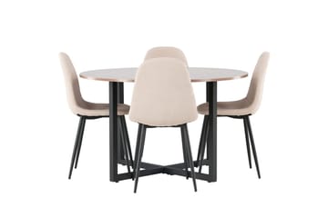 Rund matgrupp Venture Home Beige Valnöt 4st - Møbler - Borde - Spisebordssæt