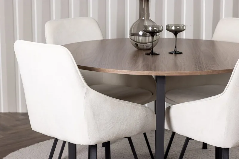 Rund matgrupp Venture Home Beige Valnöt 4st - Møbler - Borde - Spisebordssæt