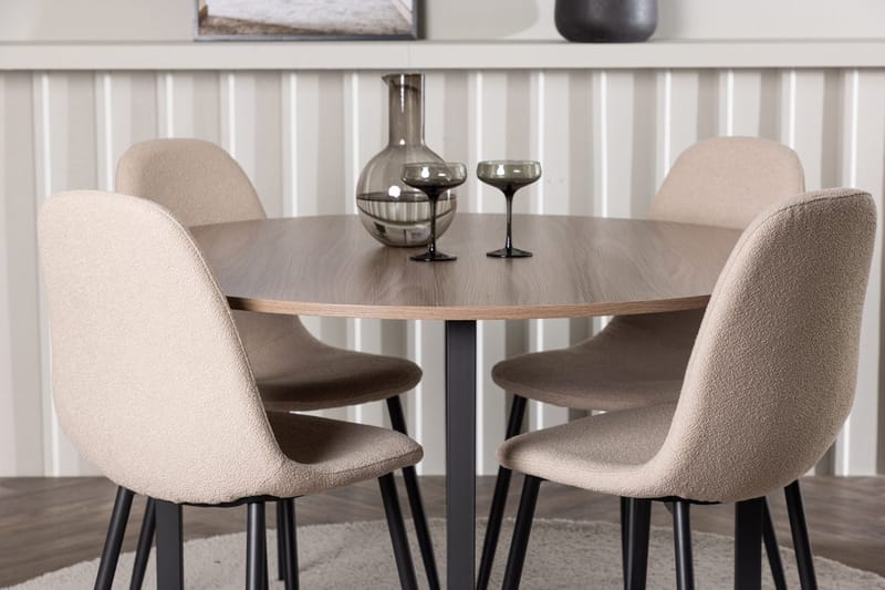 Rund matgrupp Venture Home Beige Valnöt 4st - Møbler - Borde - Spisebordssæt