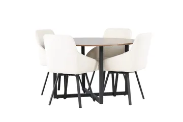 Rund matgrupp Venture Home Beige Valnöt 4st - Møbler - Borde - Spisebordssæt
