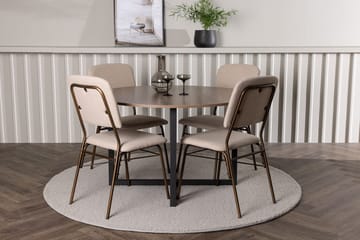 Rund matgrupp Venture Home Beige Valnöt 4st - Møbler - Borde - Spisebordssæt
