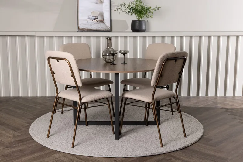 Rund matgrupp Venture Home Beige Valnöt 4st