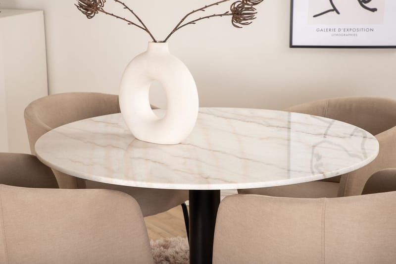 Rund matgrupp Venture Home Beige Vit 4st - Møbler - Borde - Spisebordssæt