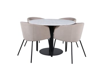 Rund matgrupp Venture Home Beige Vit 4st - Møbler - Borde - Spisebordssæt