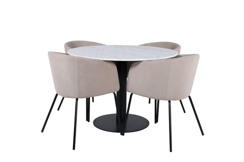 Rund matgrupp Venture Home Beige Vit 4st - Møbler - Borde - Spisebordssæt