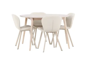 Rund matgrupp Venture Home Beige Vitputsad 4st - Møbler - Borde - Spisebordssæt