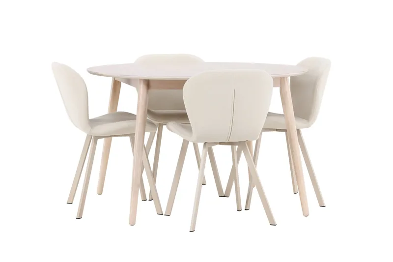 Rund matgrupp Venture Home Beige Vitputsad 4st - Møbler - Borde - Spisebordssæt