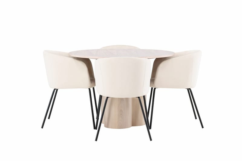 Rund matgrupp Venture Home Beige Vitputsad 4st - Møbler - Borde - Spisebordssæt