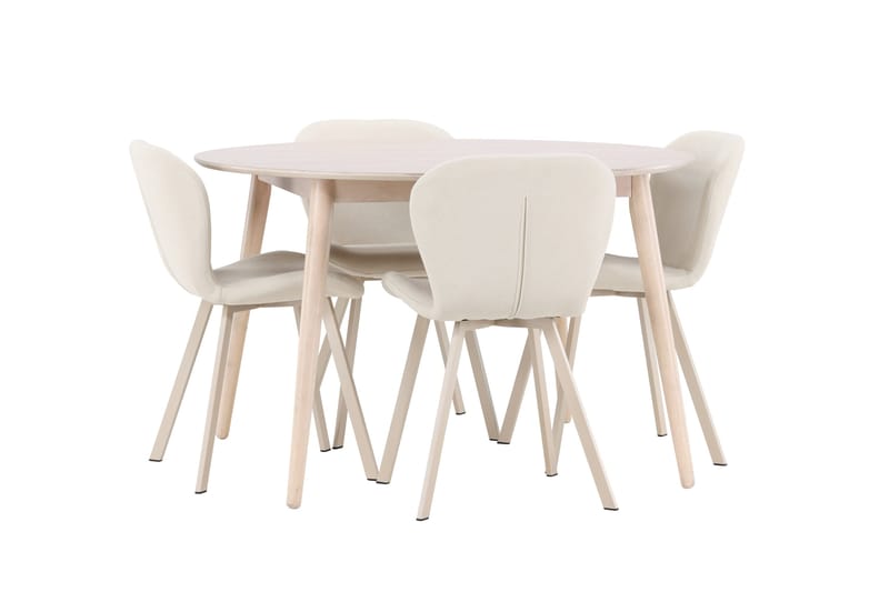 Rund matgrupp Venture Home Beige Vitputsad 4st - Møbler - Borde - Spisebordssæt