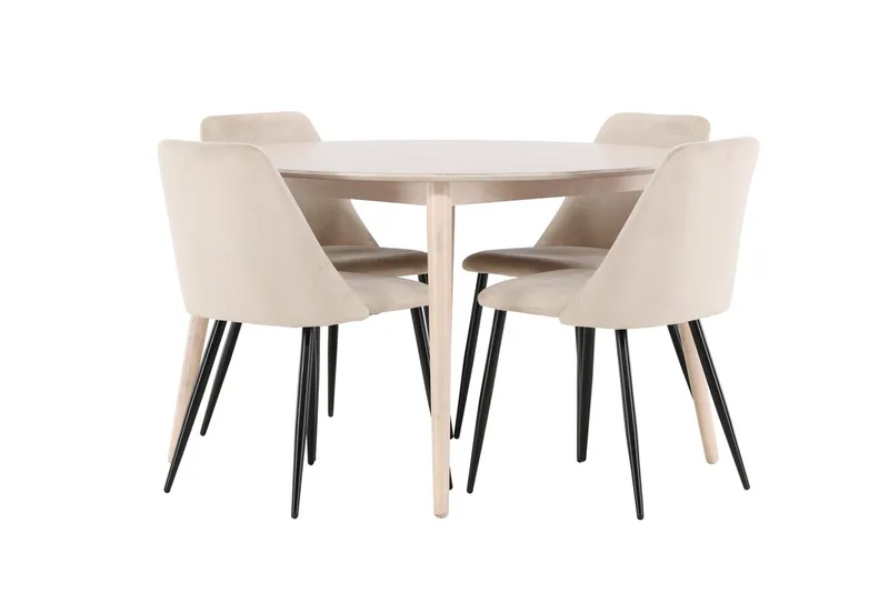 Rund matgrupp Venture Home Beige Vitputsad 4st - Møbler - Borde - Spisebordssæt
