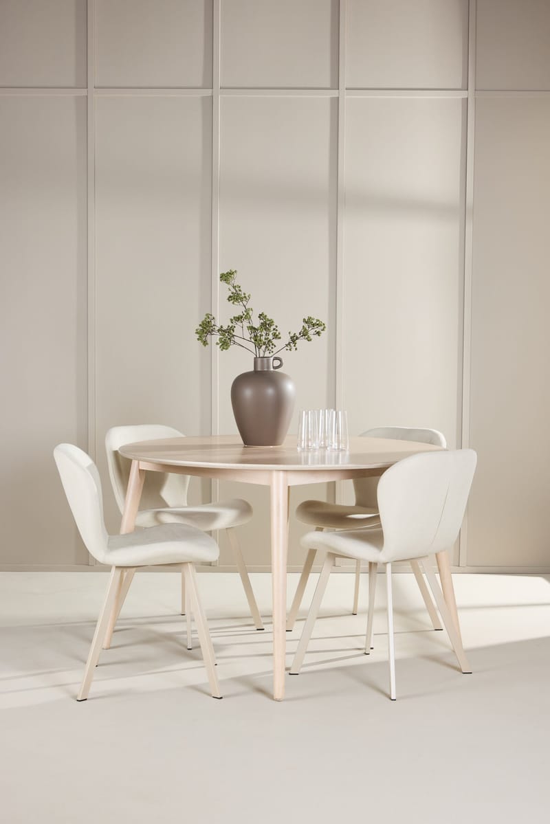 Rund matgrupp Venture Home Beige Vitputsad 4st - Møbler - Borde - Spisebordssæt