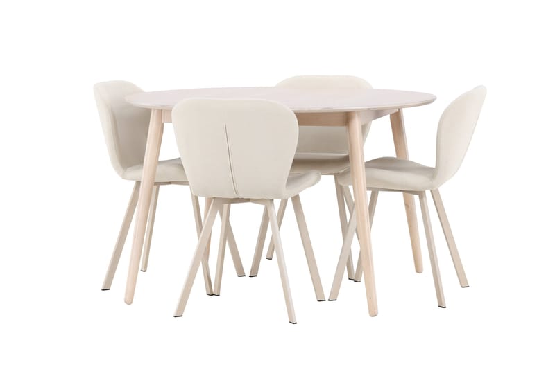 Rund matgrupp Venture Home Beige Vitputsad 4st - Møbler - Borde - Spisebordssæt