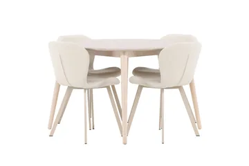 Rund matgrupp Venture Home Beige Vitputsad 4st - Møbler - Borde - Spisebordssæt