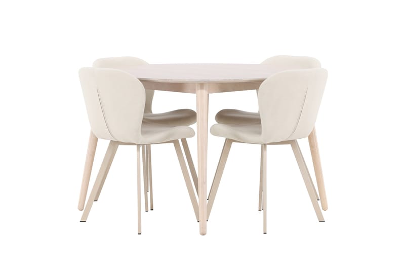 Rund matgrupp Venture Home Beige Vitputsad 4st - Møbler - Borde - Spisebordssæt