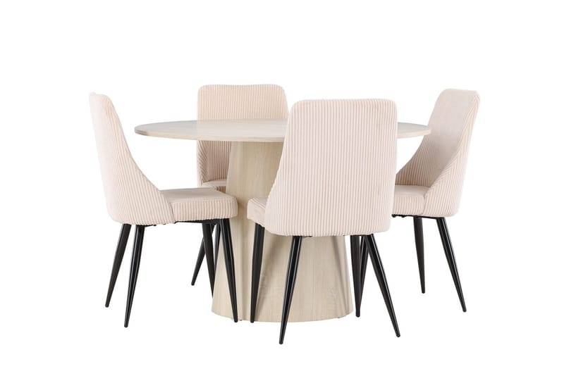 Rund matgrupp Venture Home Beige Vitputsad 4st - Møbler - Borde - Spisebordssæt