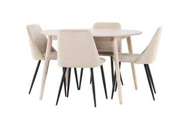 Rund matgrupp Venture Home Beige Vitputsad 4st - Møbler - Borde - Spisebordssæt