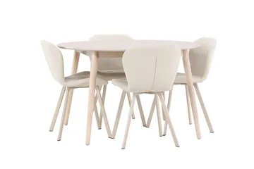 Rund matgrupp Venture Home Beige Vitputsad 4st - Møbler - Borde - Spisebordssæt