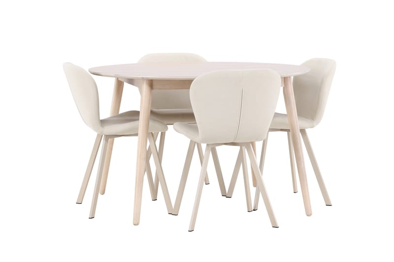 Rund matgrupp Venture Home Beige Vitputsad 4st - Møbler - Borde - Spisebordssæt