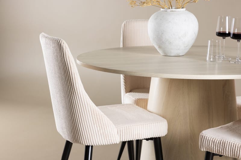 Rund matgrupp Venture Home Beige Vitputsad 4st - Møbler - Borde - Spisebordssæt