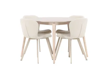 Rund matgrupp Venture Home Beige Vitputsad 4st - Møbler - Borde - Spisebordssæt