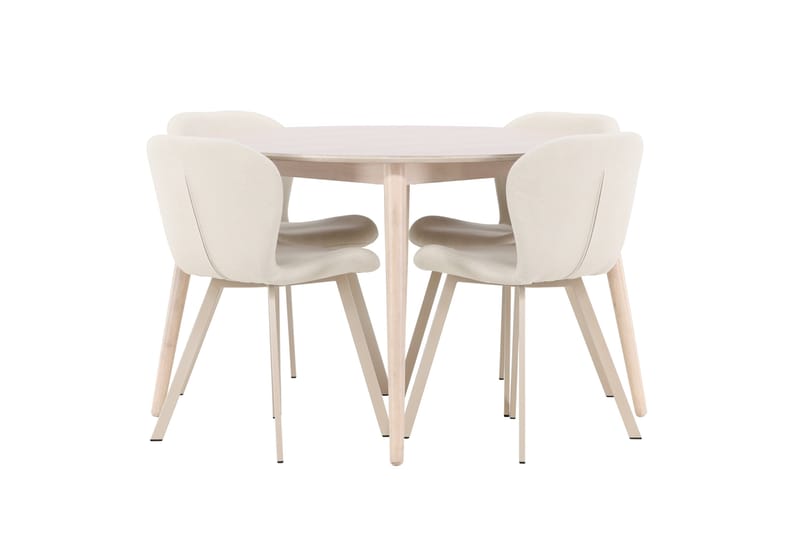 Rund matgrupp Venture Home Beige Vitputsad 4st - Møbler - Borde - Spisebordssæt