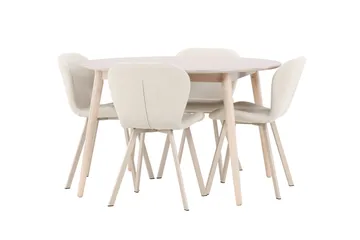 Rund matgrupp Venture Home Beige Vitputsad 4st - Møbler - Borde - Spisebordssæt