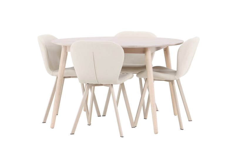Rund matgrupp Venture Home Beige Vitputsad 4st - Møbler - Borde - Spisebordssæt