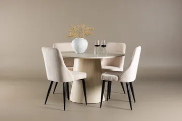 Rund matgrupp Venture Home Beige Vitputsad 4st - Møbler - Borde - Spisebordssæt