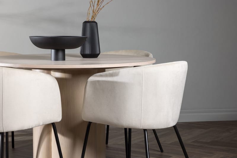 Rund matgrupp Venture Home Beige Vitputsad 4st - Møbler - Borde - Spisebordssæt