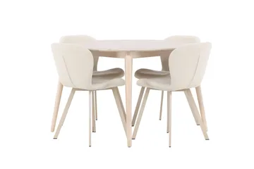 Rund matgrupp Venture Home Beige Vitputsad 4st - Møbler - Borde - Spisebordssæt