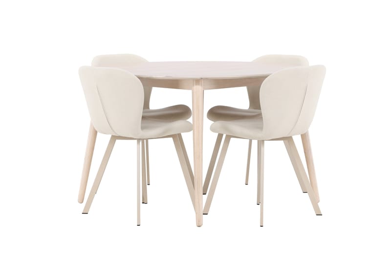 Rund matgrupp Venture Home Beige Vitputsad 4st - Møbler - Borde - Spisebordssæt