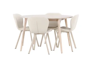 Rund matgrupp Venture Home Beige Vitputsad 4st - Møbler - Borde - Spisebordssæt