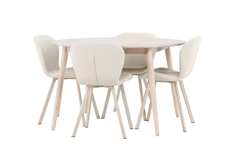 Rund matgrupp Venture Home Beige Vitputsad 4st - Møbler - Borde - Spisebordssæt