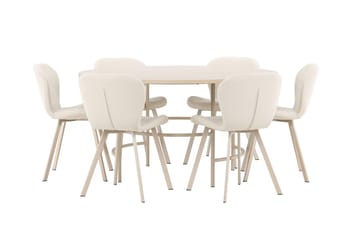 Rund matgrupp Venture Home Beige Vitputsad 6st - Møbler - Borde - Spisebordssæt