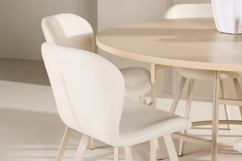 Rund matgrupp Venture Home Beige Vitputsad 6st - Møbler - Borde - Spisebordssæt