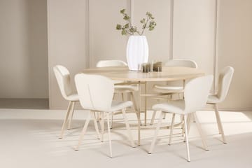 Rund matgrupp Venture Home Beige Vitputsad 6st - Møbler - Borde - Spisebordssæt